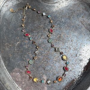 Liz Claiborne NECKLACE delicate gold chain with colored stones